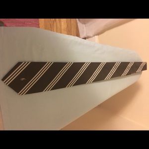 Classic dark brown and white striped Polo tie